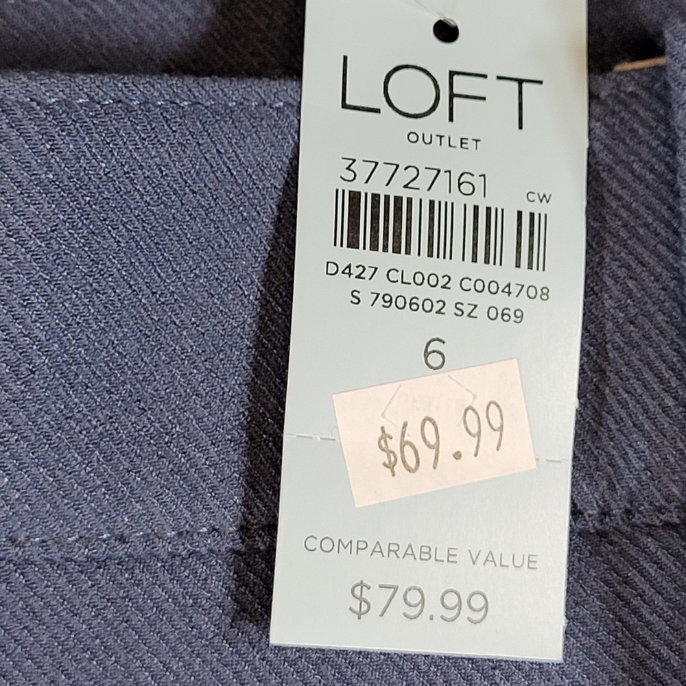 Loft Outlet Slate Blue High Rise Wide Leg Petite Cuffed Trousers Pants 6P NEW - Picture 2 of 9